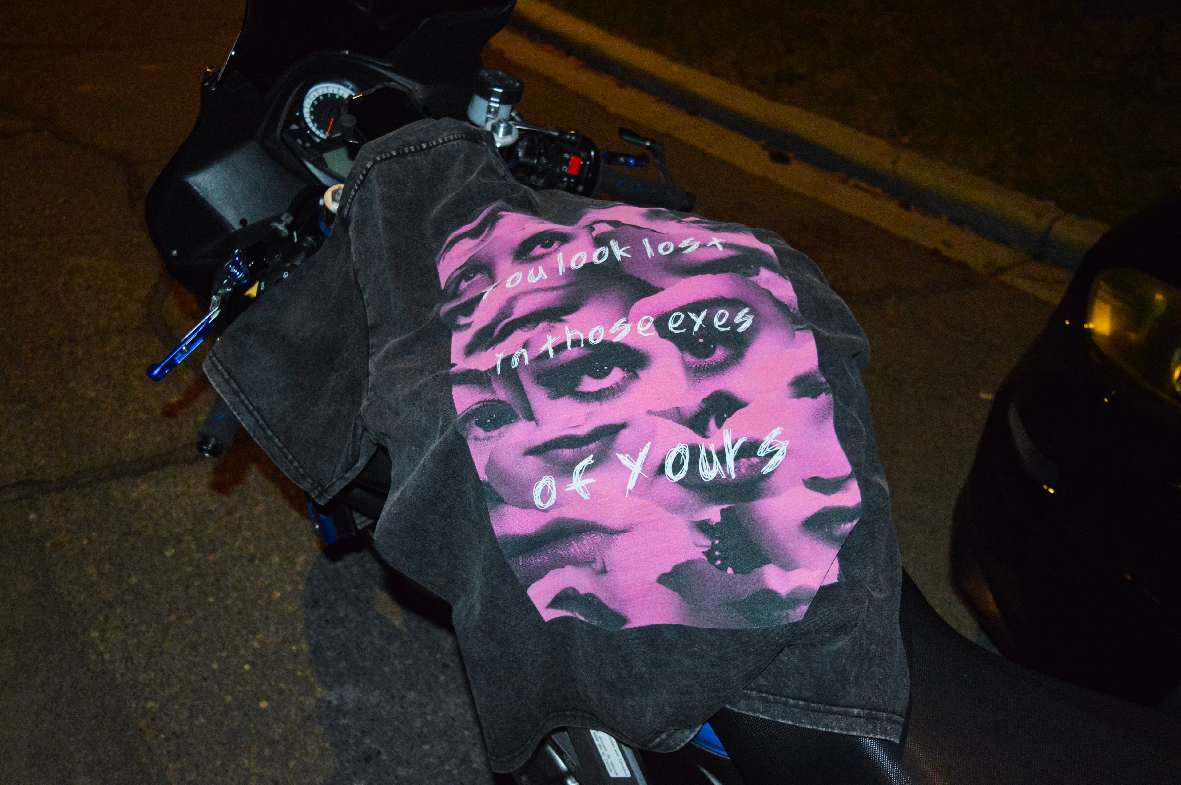 'you look lost in those eyes of yours' Acid Wash Oversize T-Shirt