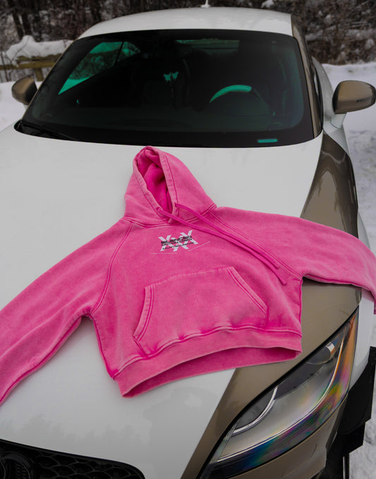 Womens SMC Snow Washed Cropped Hoodie